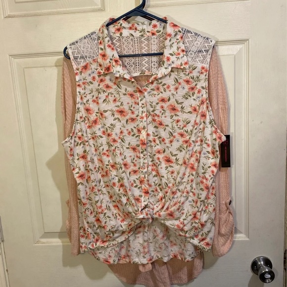 SOLD 2 NWT No Boundaries Tie-Front Tops Size XXL/XXXL - Picture 1 of 9